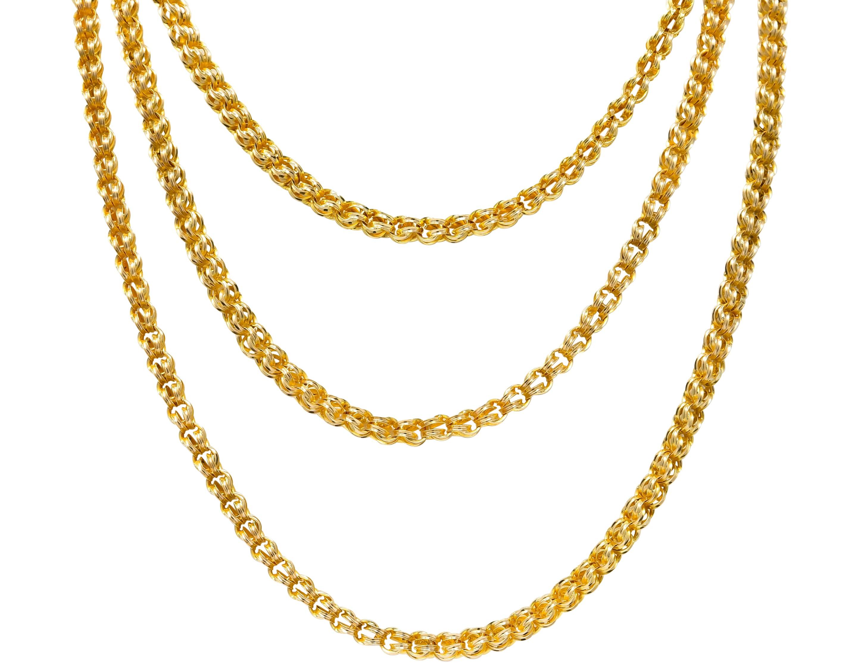 Substantial Victorian 14 Karat Gold Long Chain Necklace, circa 1880 2