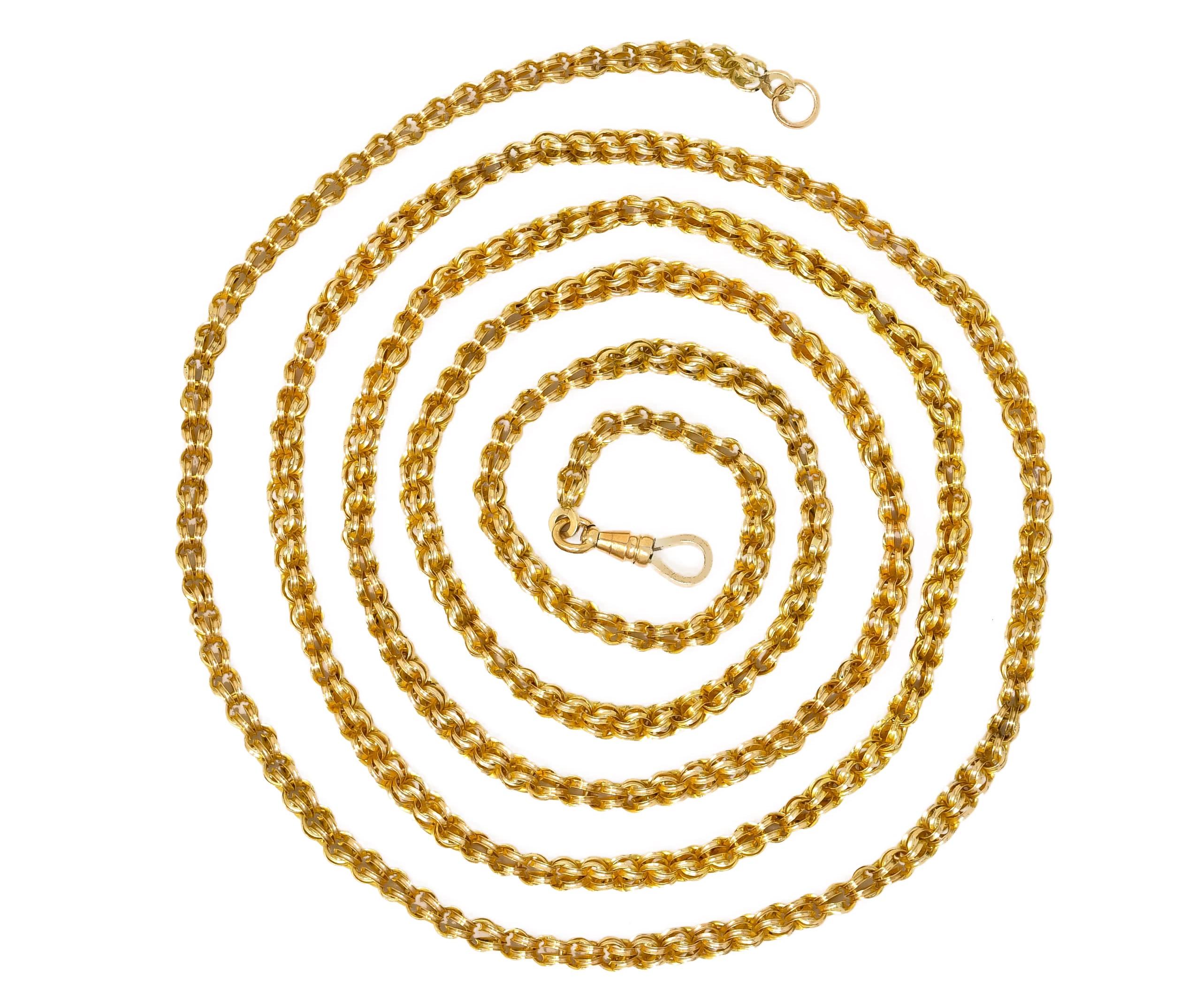 Substantial Victorian 14 Karat Gold Long Chain Necklace, circa 1880 3