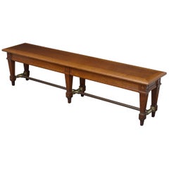 Substantial Victorian Solid Oak Hall Bench