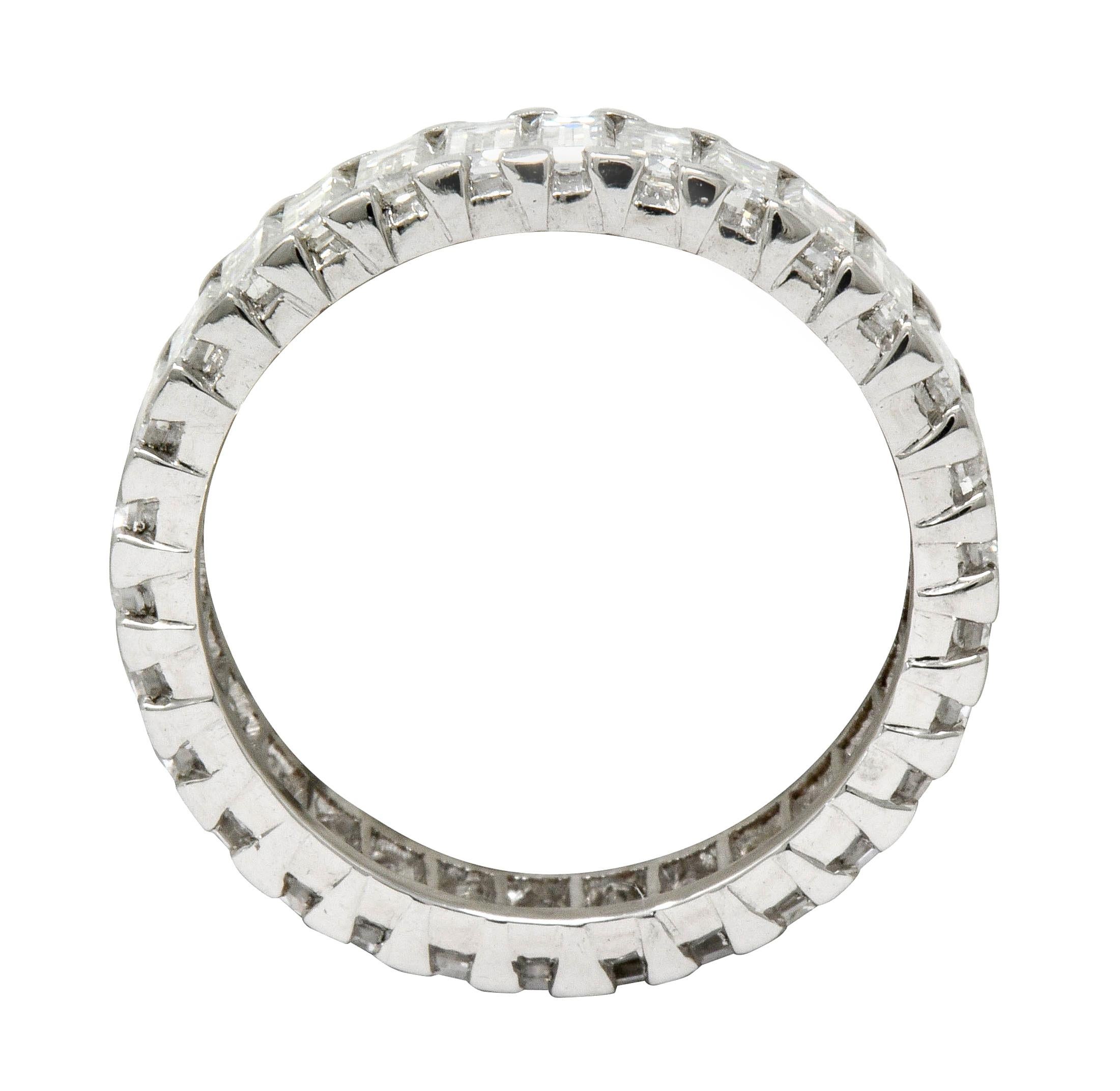 Square Cut Substantial Vintage 3.80 Carat Diamond Platinum Eternity Band Ring