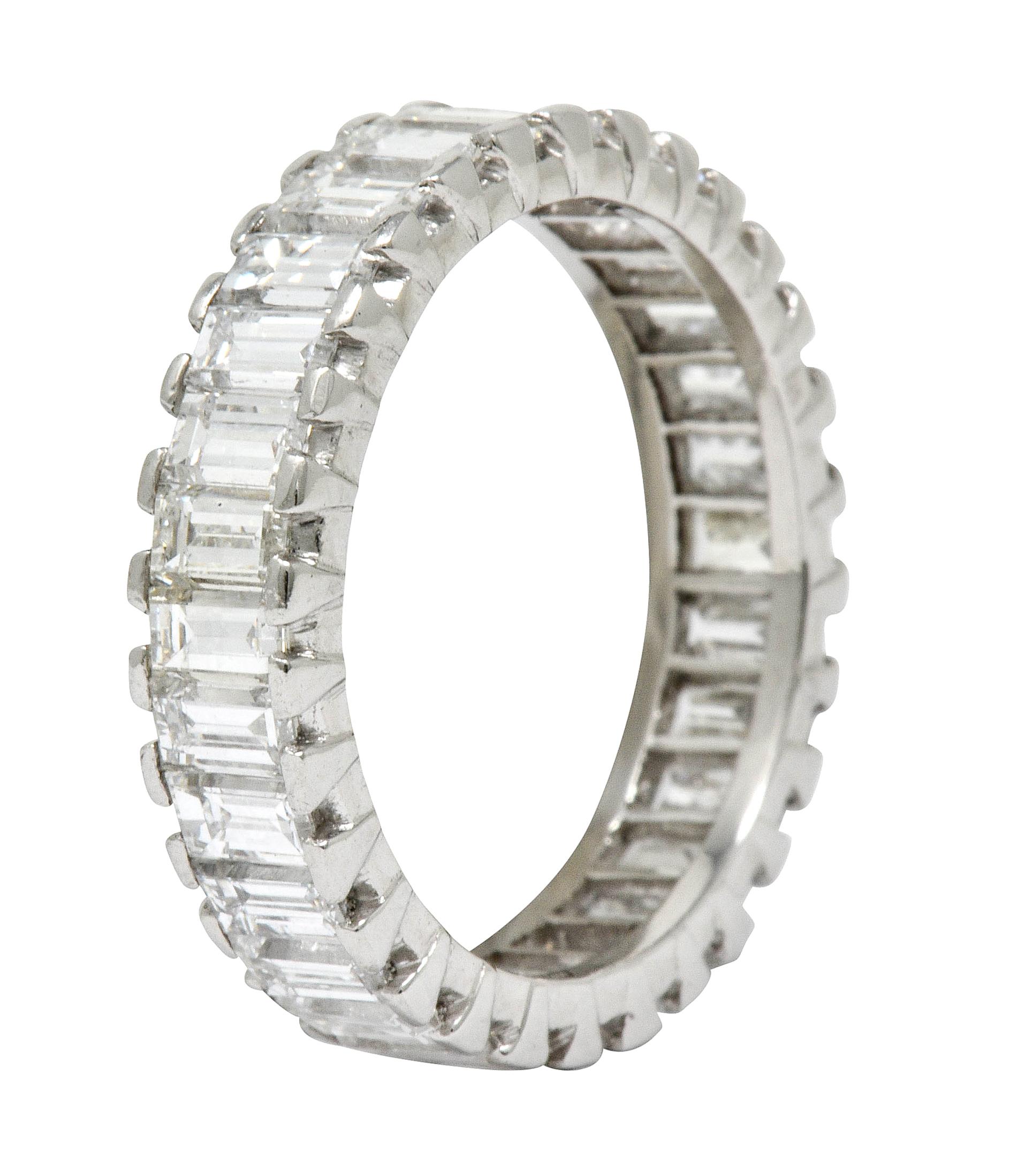 Substantial Vintage 3.80 Carat Diamond Platinum Eternity Band Ring In Excellent Condition In Philadelphia, PA