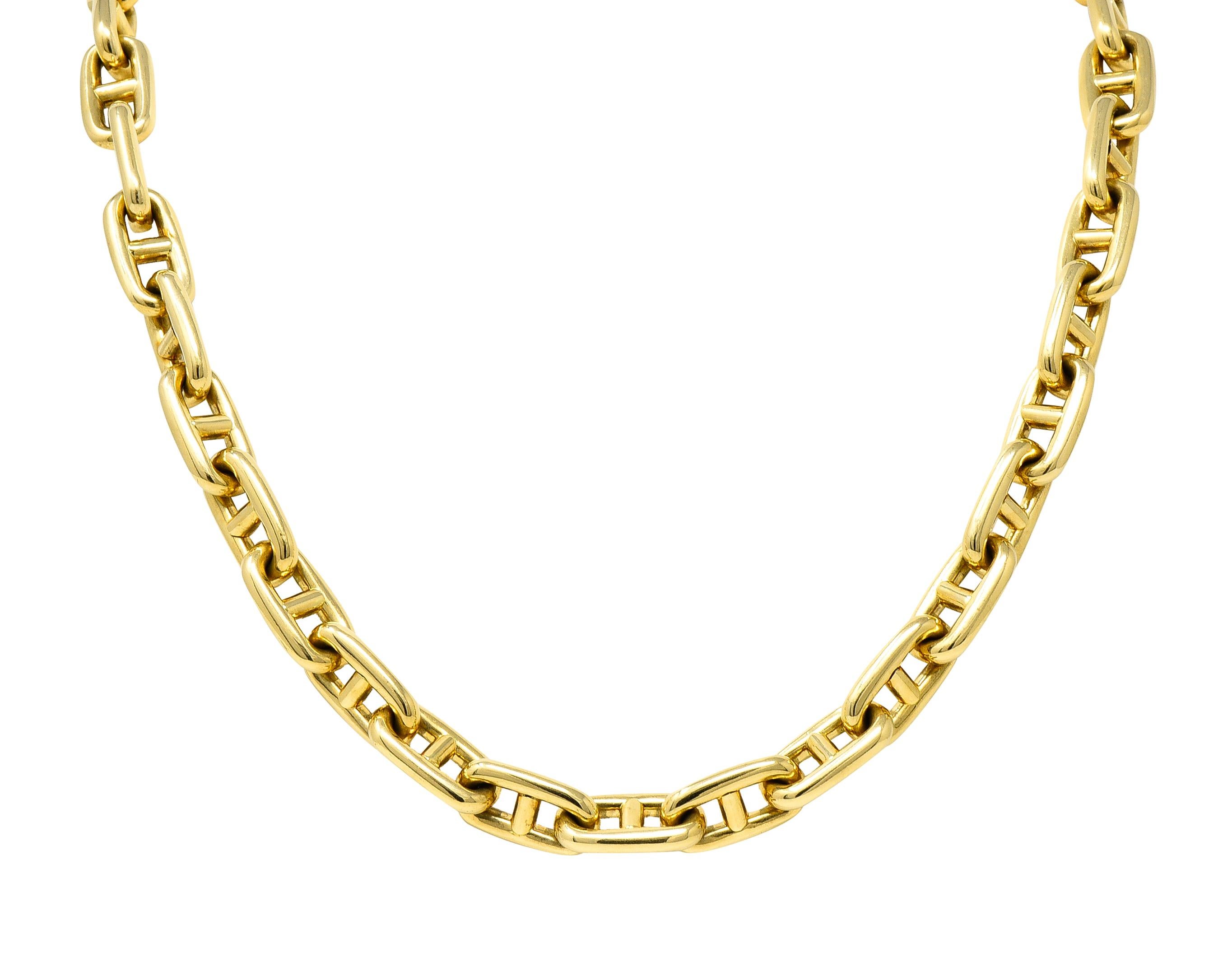 Substantial Vintage Bulgari 18 Karat Yellow Gold Mariner Link Chain Necklace 2