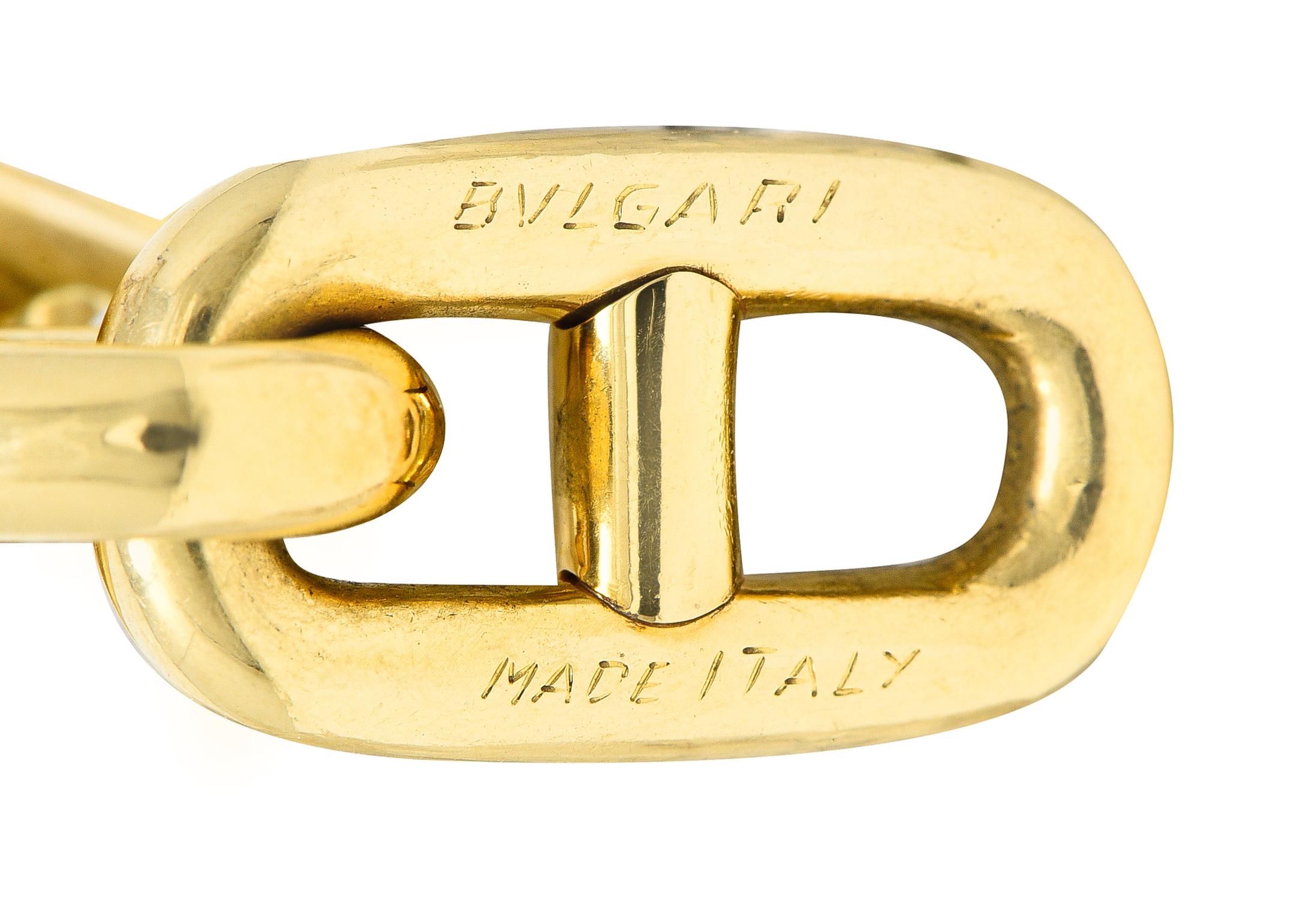 Contemporary Substantial Vintage Bulgari 18 Karat Yellow Gold Mariner Link Chain Necklace