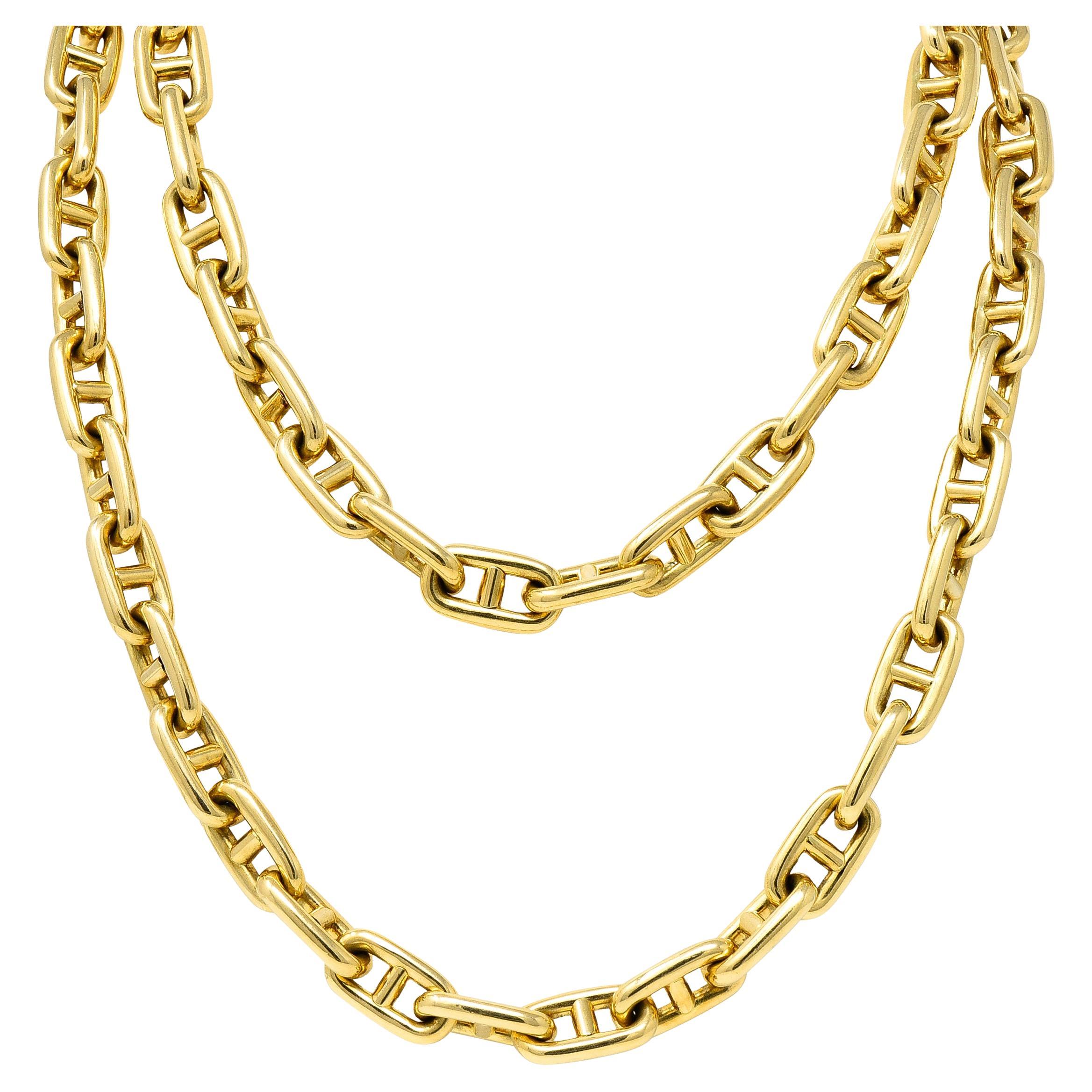 Substantial Vintage Bulgari 18 Karat Yellow Gold Mariner Link Chain Necklace