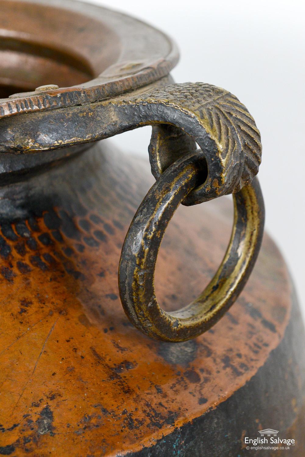 European Substantial Vintage Hammered Copper Pot, 20th Century For Sale