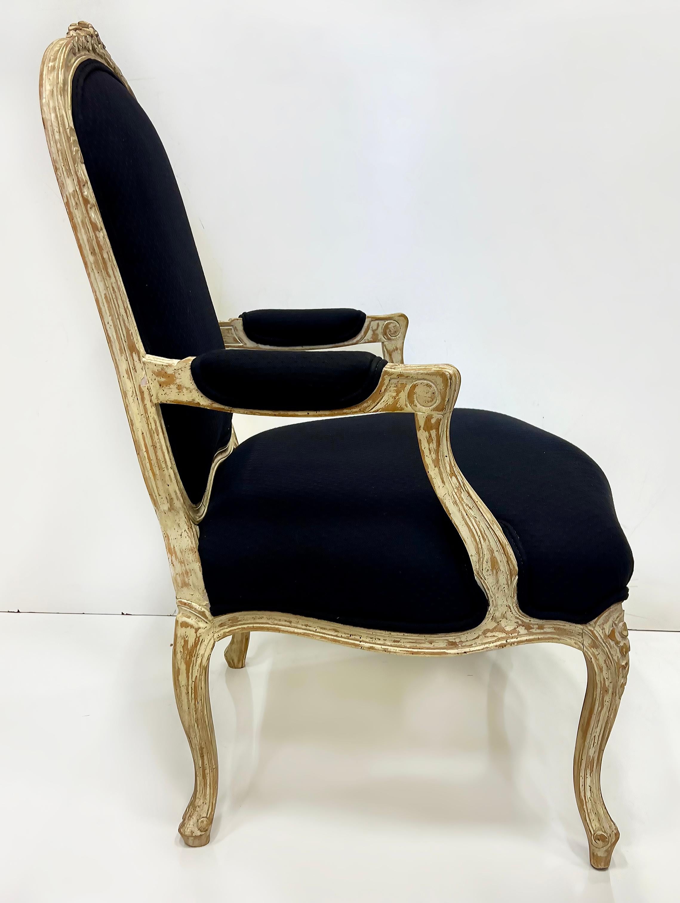 20th Century Substantial Vintage Louis XV Style Fauteuil Chairs, Large Scale Pair For Sale