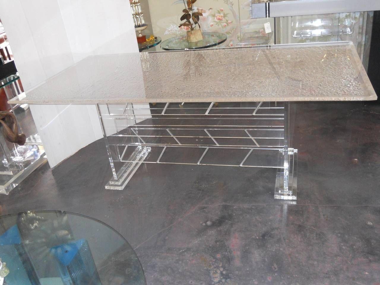 American Substantial Vintage Lucite Table For Sale