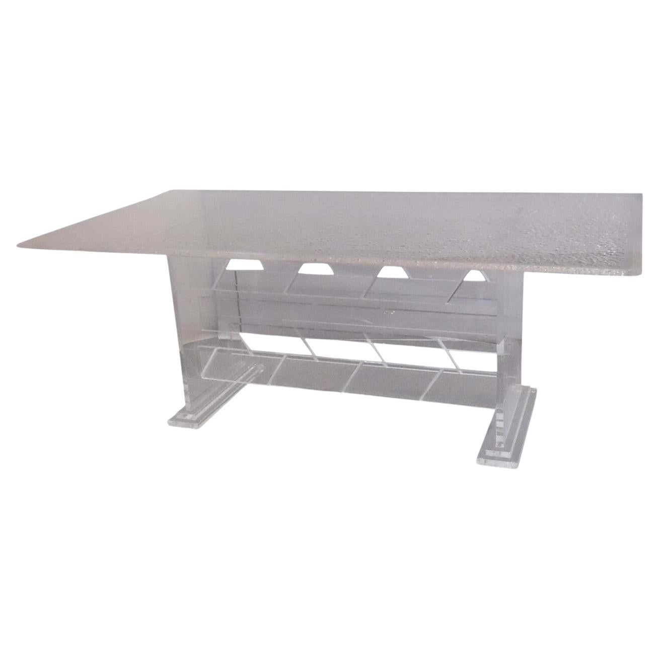 Tavolo in lucite vintage di grande spessore