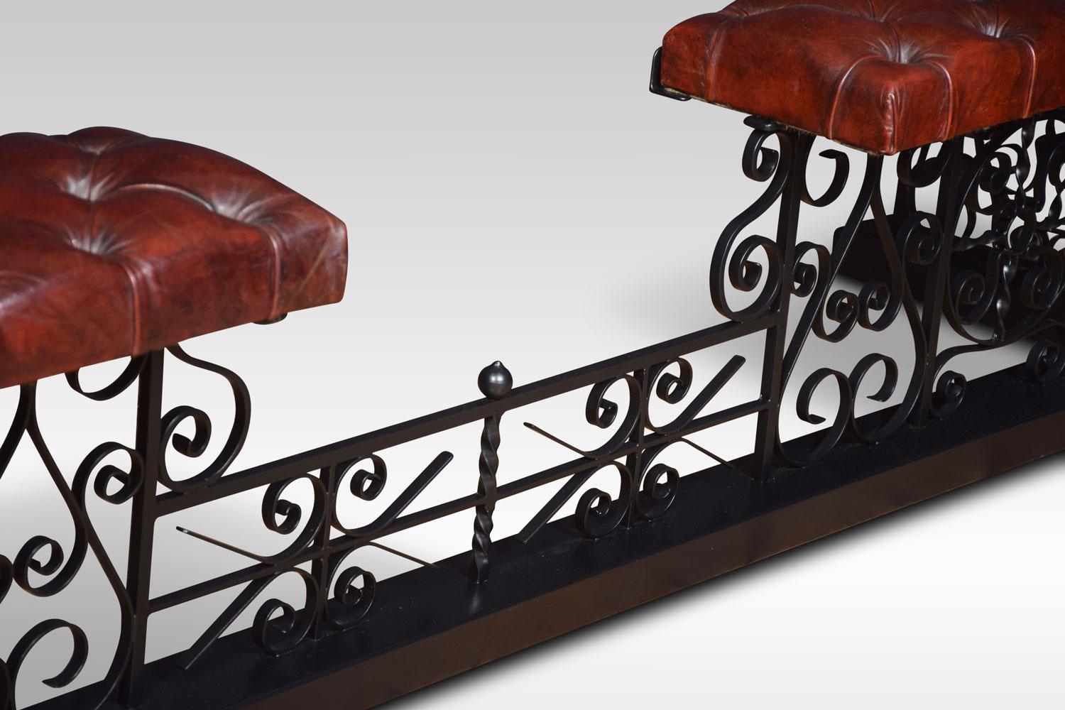 20th Century Substantial Wrought Iron Club Fender