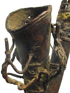 Substantially Large Original Prestige Bronze Bamun-Cameroonian Ceremonial Pipe