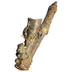 Antique Substantially Large Original Prestige Bronze Bamun-Cameroonian Ceremonial Pipe