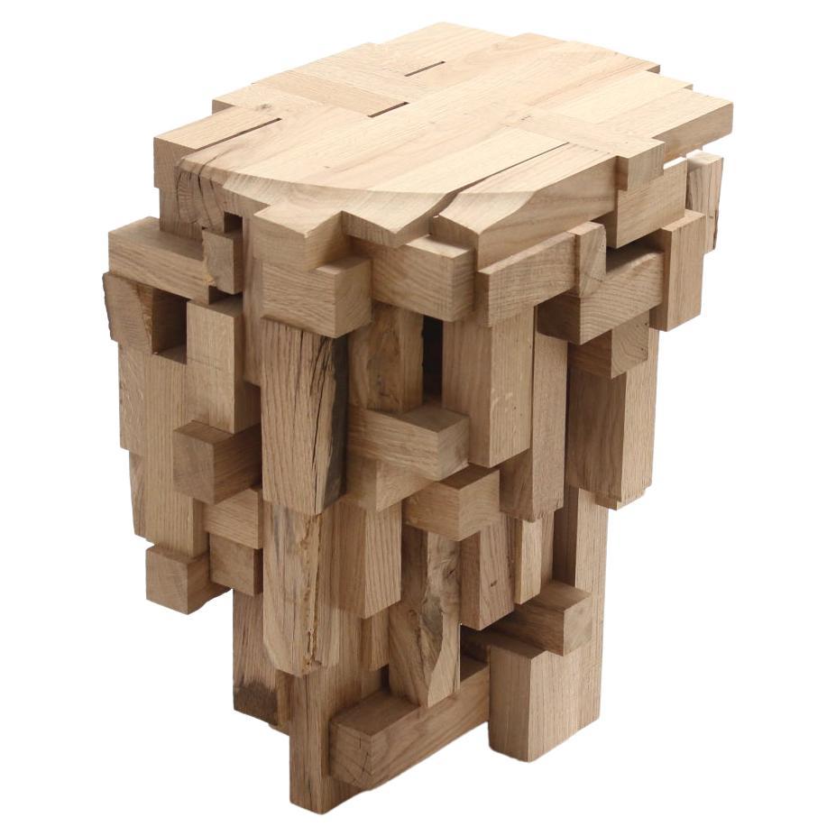 Japanese Sculptural Oak Wood Side Table Subterranean by Sho Ota For Sale