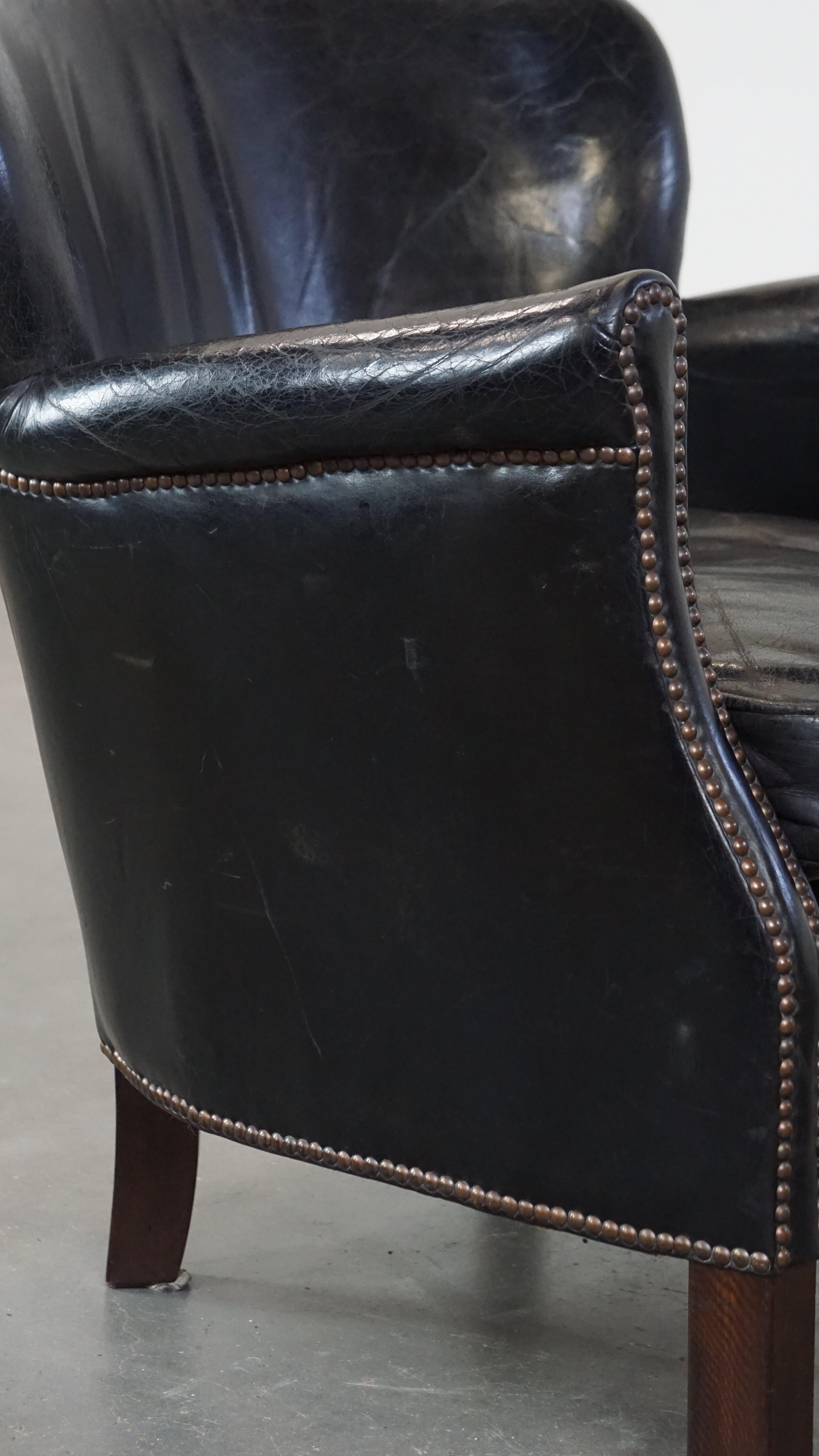 Poltrona nera sottile con cuscino reversibile in Kelim in vendita 6