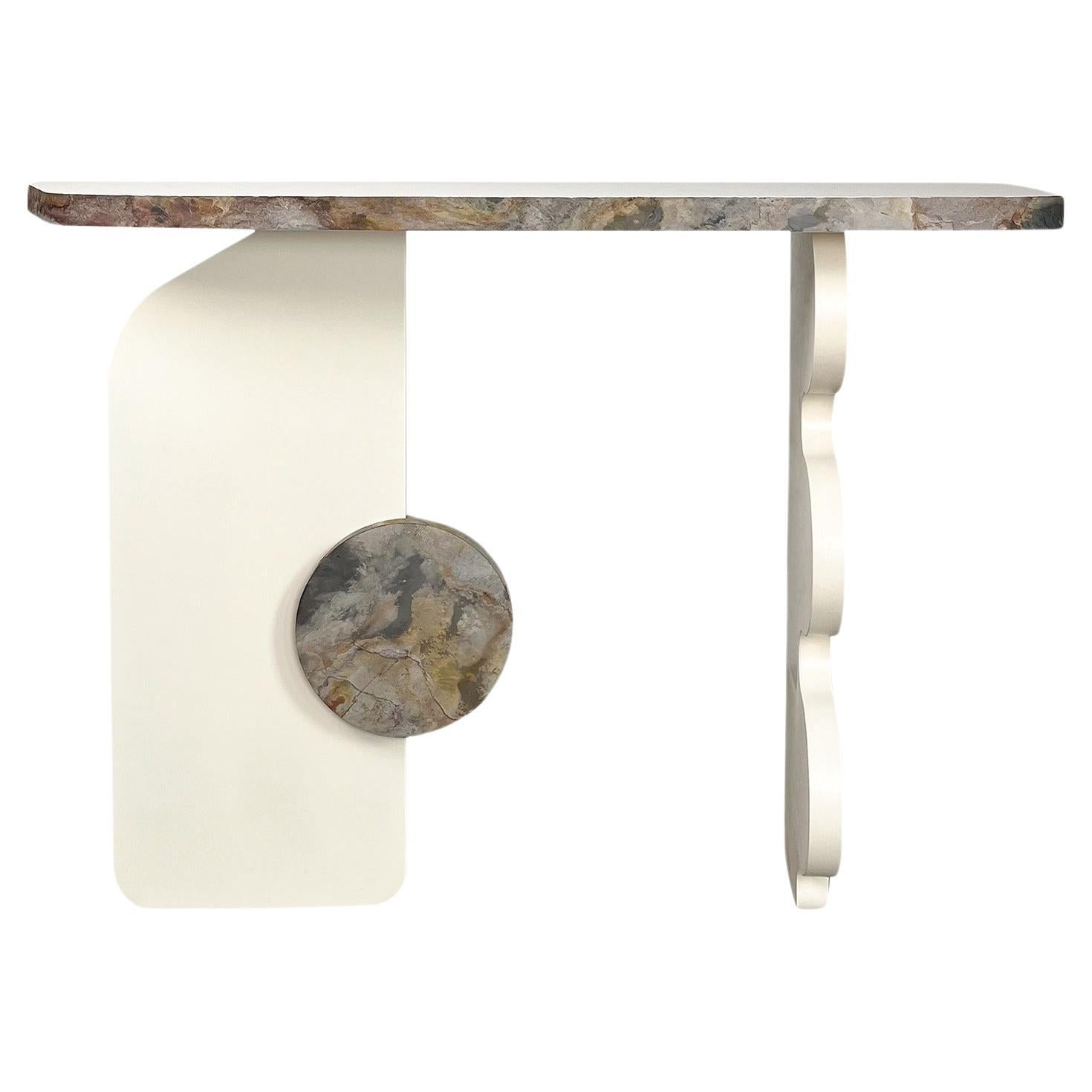 Subtle Ecru Puzzle Console Table by Majbele For Sale