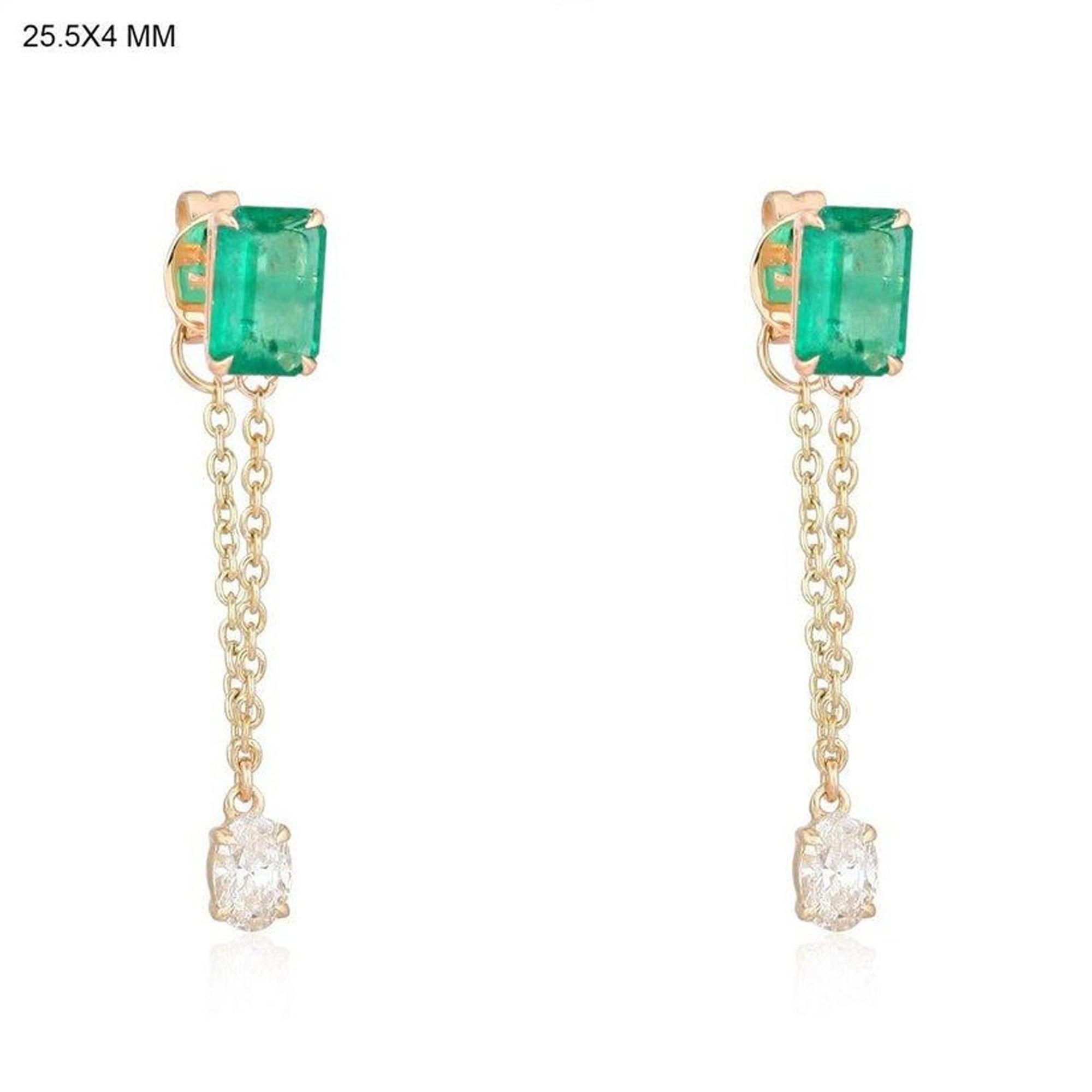 Subtle Elite Green 18K Yellow Gold Diamond Drop Earrings