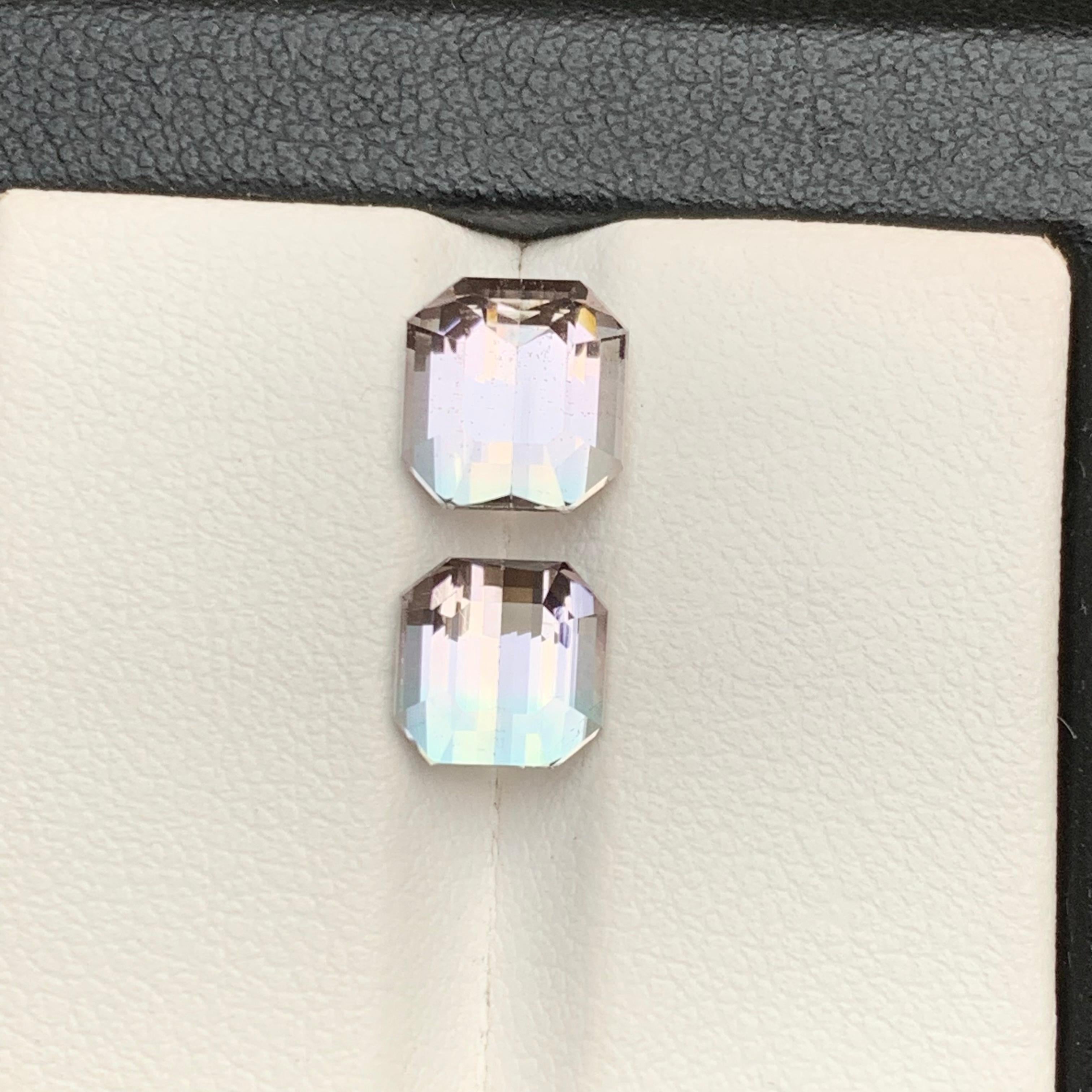 Pierres précieuses non serties de 4,35 carats, tourmaline naturelle bicolore bleu pêche verdâtre en vente 4