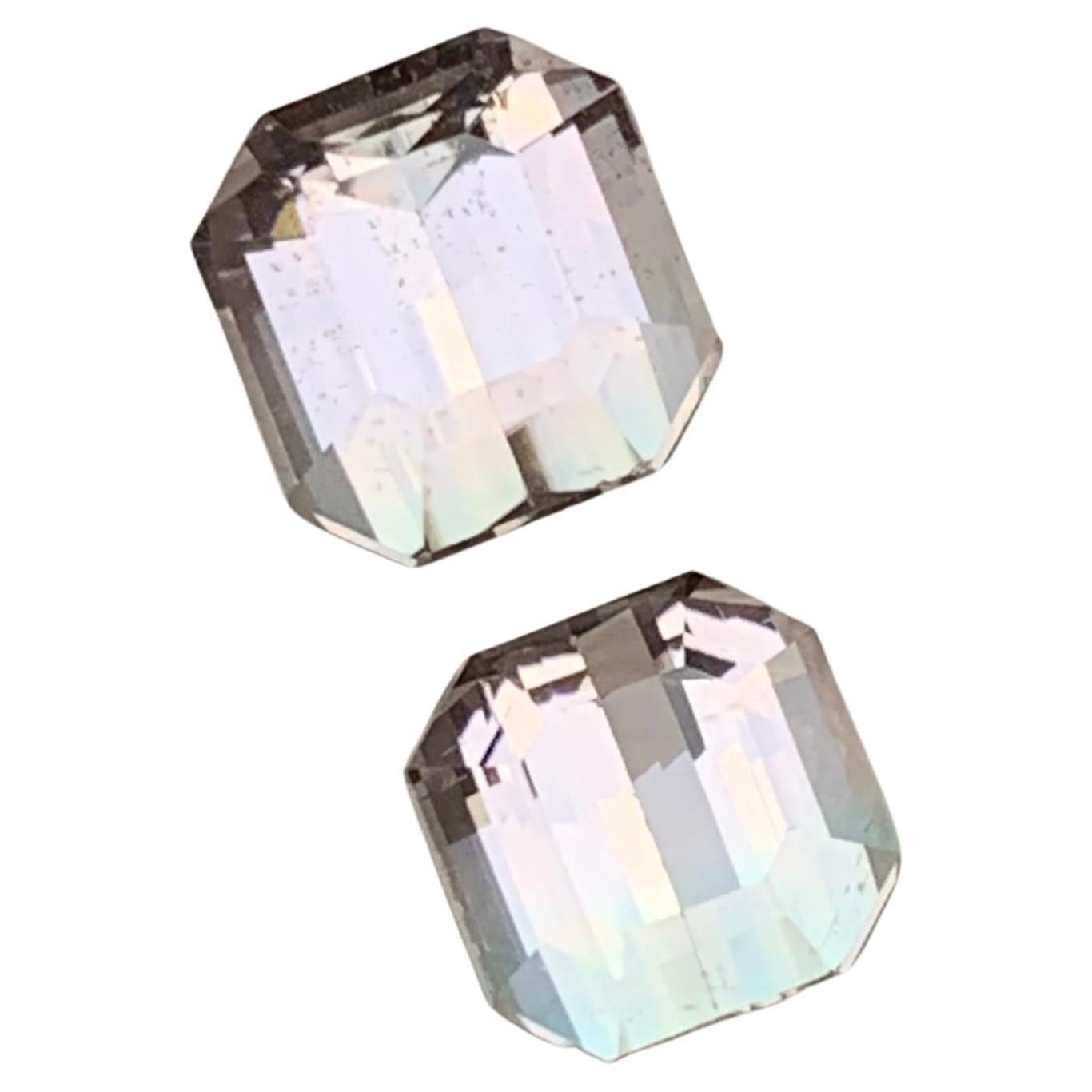 Pierres précieuses non serties de 4,35 carats, tourmaline naturelle bicolore bleu pêche verdâtre