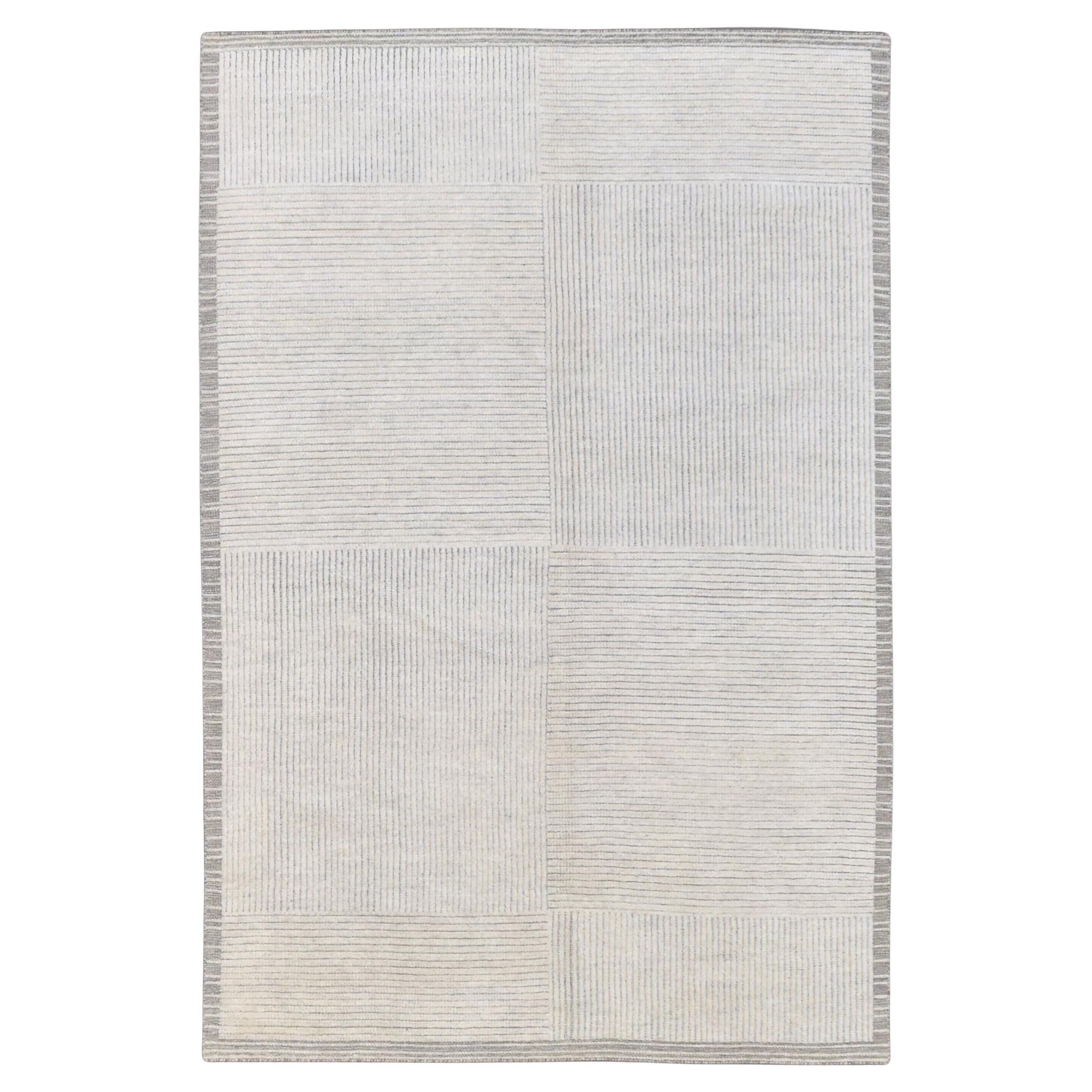 Tapis en laine à rayures subtiles et à motifs quadrillés 6'1''x9'1'' en vente