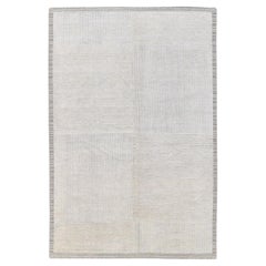 Subtle Striped Grid Patterned Wool Rug 6'1''x9'1''