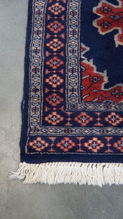 Hand-Knotted Dark Blue Wool Rug, Classical Roman Style, 20th Century