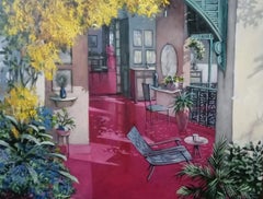 Senza titolo, Acrilico su tela Rosa, Giallo, Verde Artista contemporaneo "In stock"