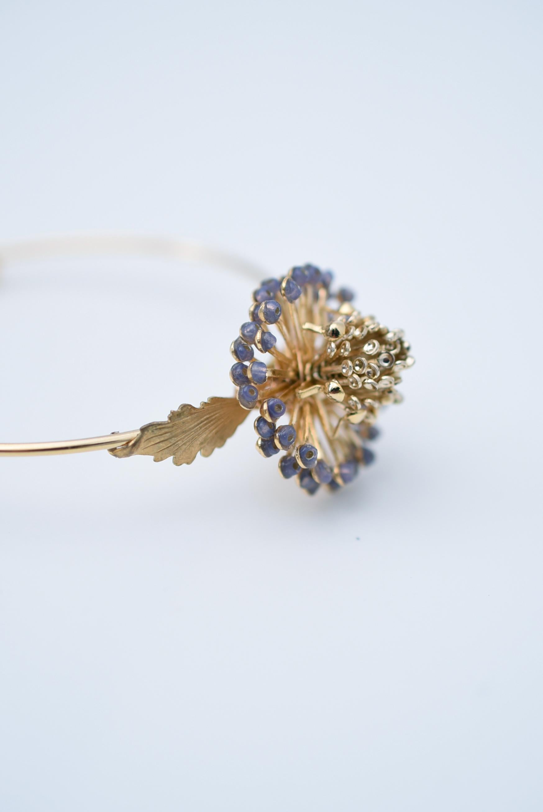 Bracelet sucabiosa (violet) / bijoux vintage, perles vintage, bracelet vintage en vente 3