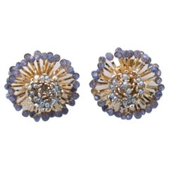 sucabiosa earing (violet) /vintage jewelry , vintage beads, vintage earring
