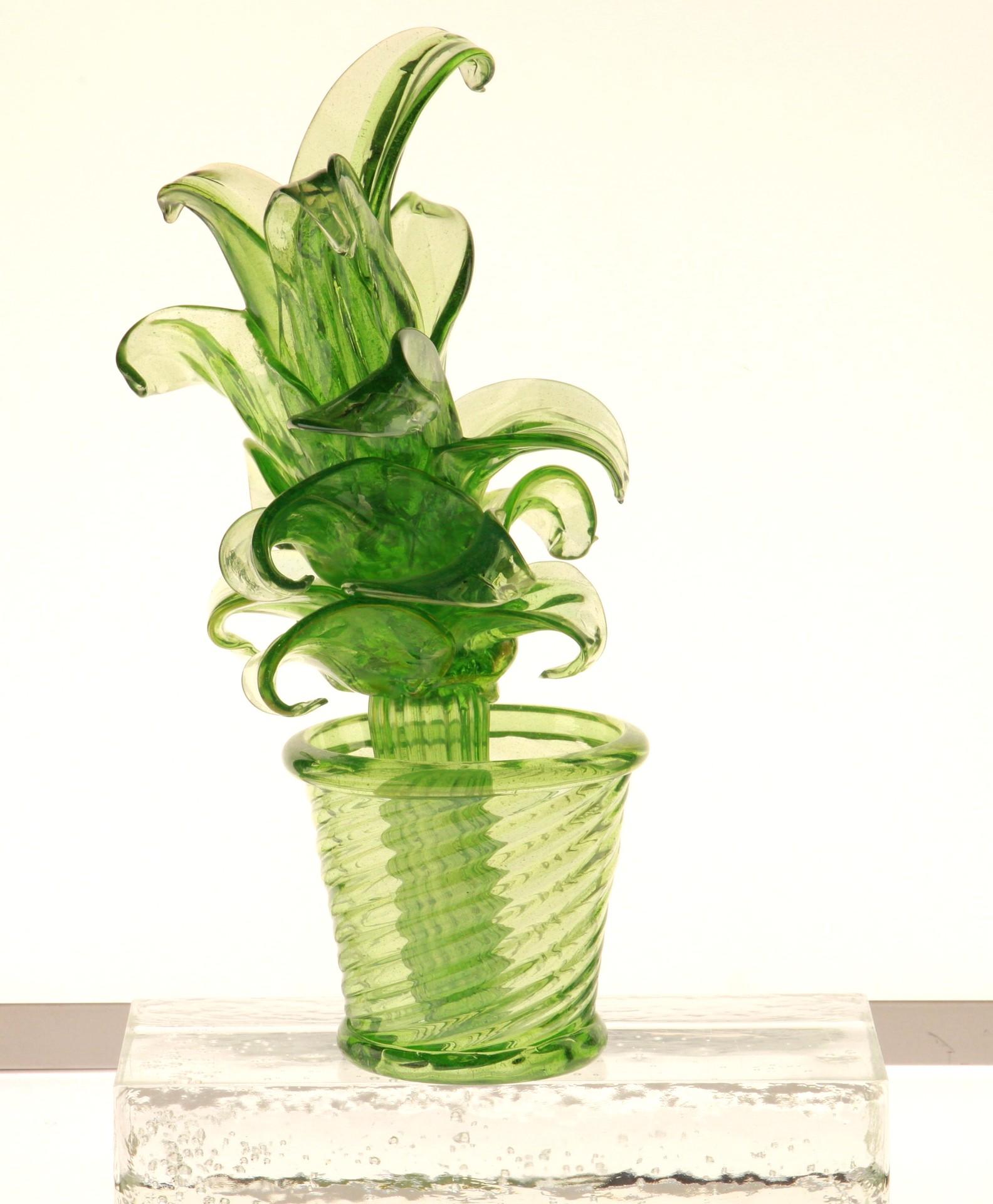 Succulent Cactus, Green Murano Puligoso Glass in the Style of Martinuzzi 3