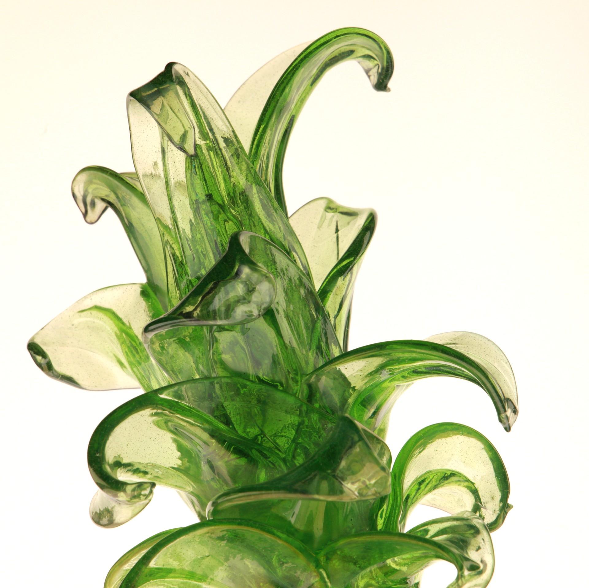 Succulent Cactus, Green Murano Puligoso Glass in the Style of Martinuzzi 4