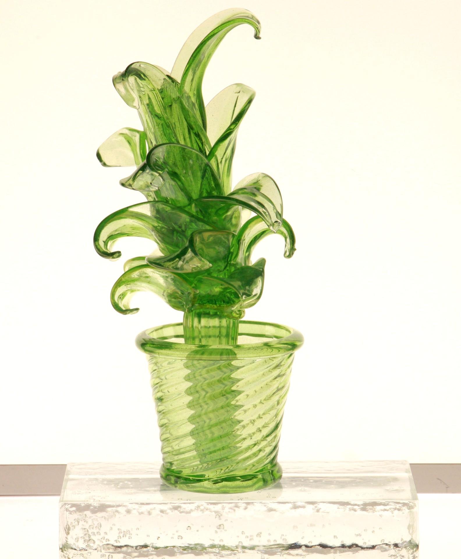 Succulent Cactus, Green Murano Puligoso Glass in the Style of Martinuzzi 5