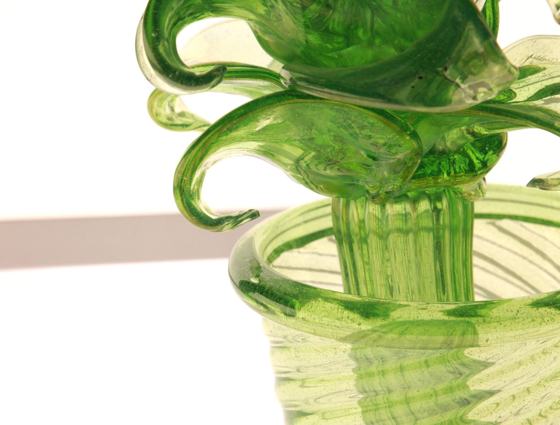 Succulent Cactus, Green Murano Puligoso Glass in the Style of Martinuzzi 6