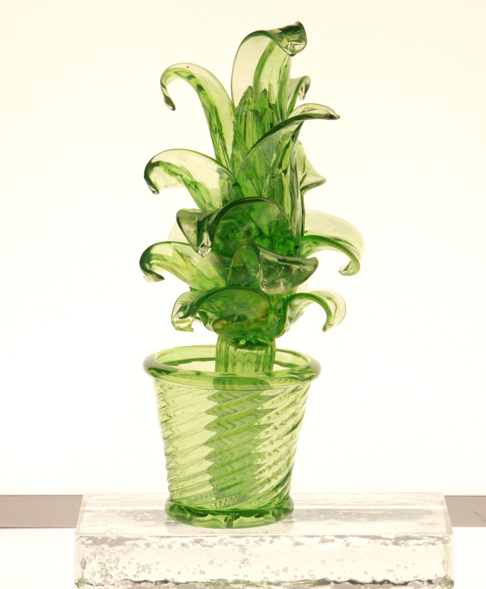 Succulent Cactus, Green Murano Puligoso Glass in the Style of Martinuzzi 9