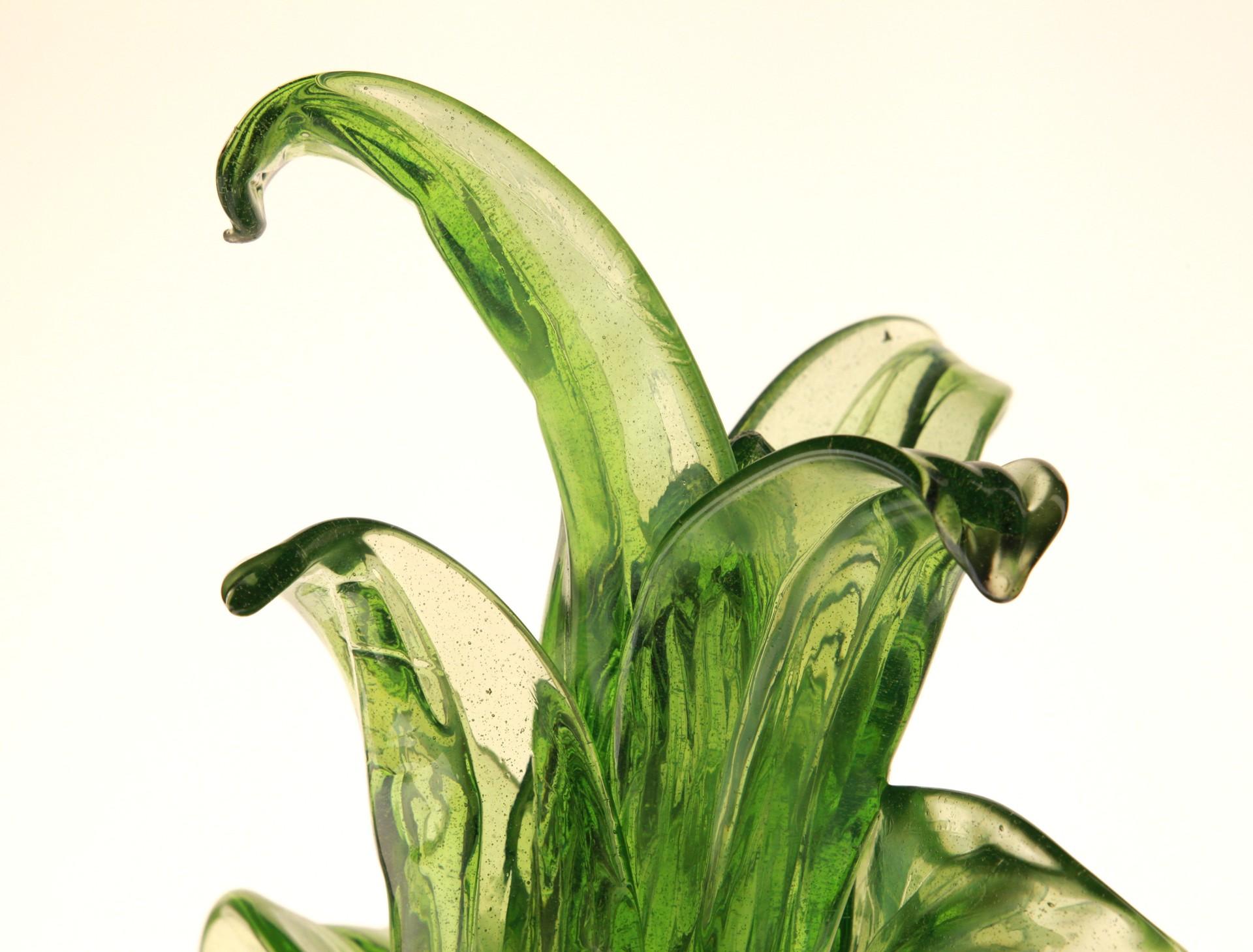 Succulent Cactus, Green Murano Puligoso Glass in the Style of Martinuzzi 10