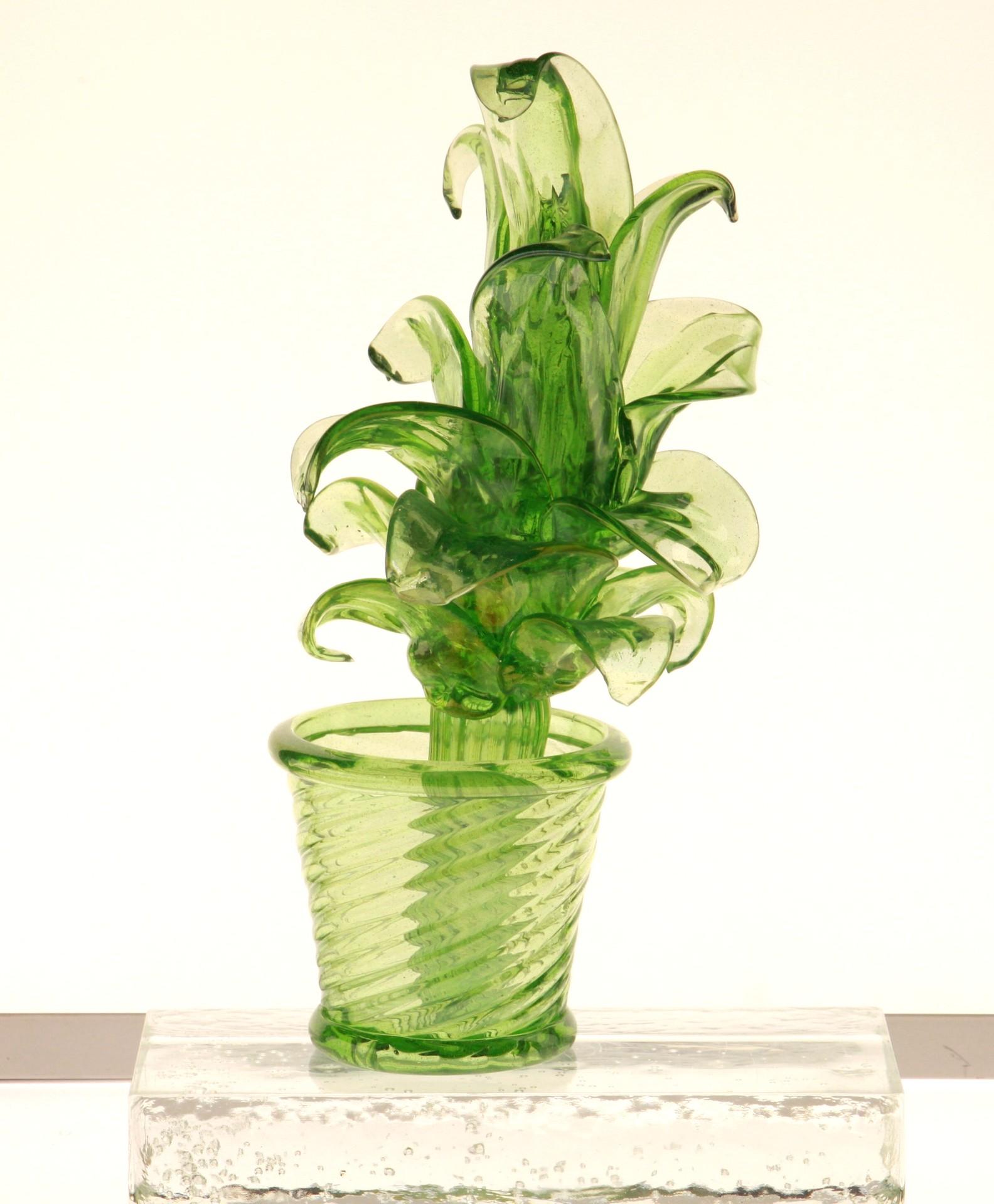 Succulent Cactus, Green Murano Puligoso Glass in the Style of Martinuzzi 11