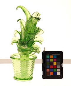 Succulent Cactus, Green Murano Puligoso Glass in the Style of Martinuzzi