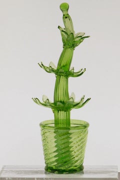 Succulent Cactus, Green Murano Puligoso Glass in the Style of Martinuzzi Zecchin