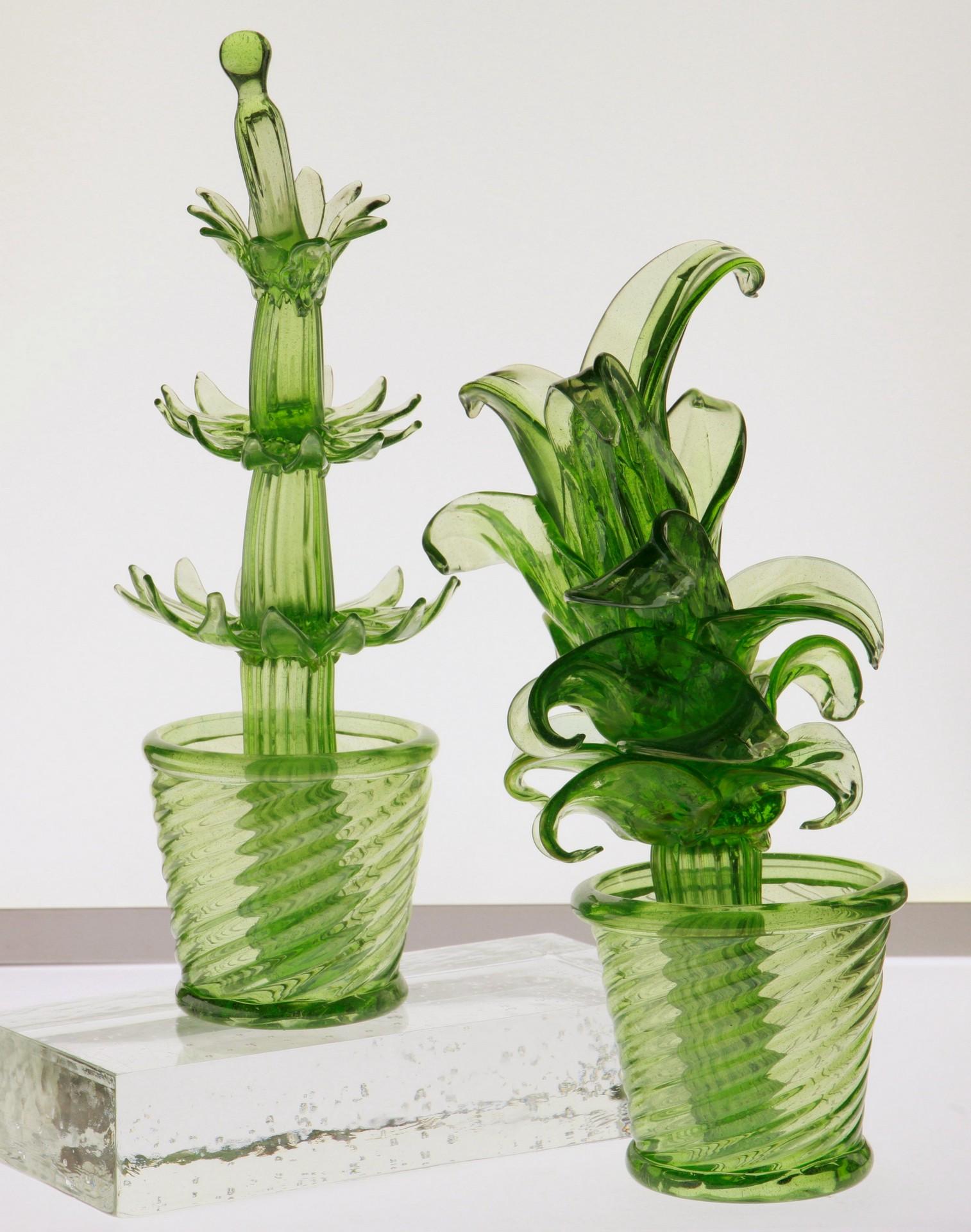 Succulent Cactus, Green Murano Puligoso Glass in the Style of Martinuzzi Zecchin 12