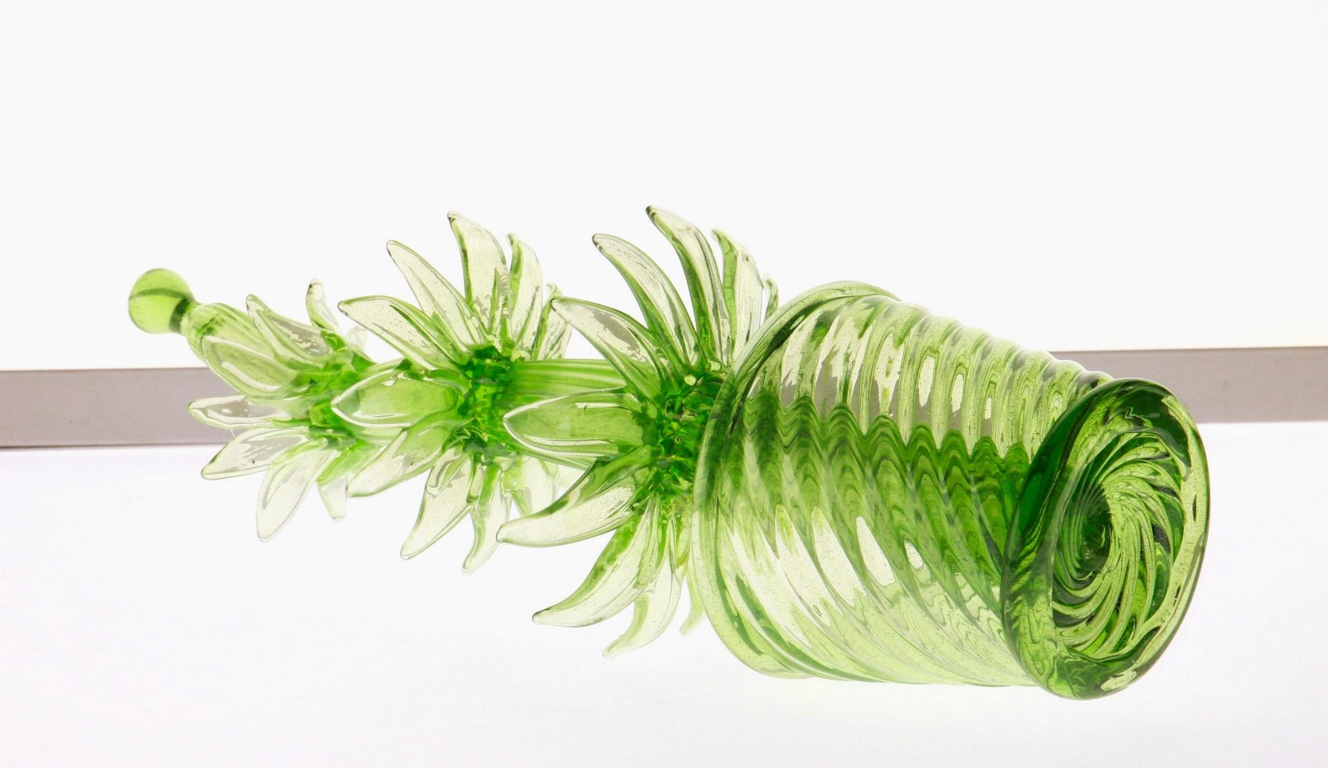 Art Glass Succulent Cactus, Green Murano Puligoso Glass in the Style of Martinuzzi Zecchin