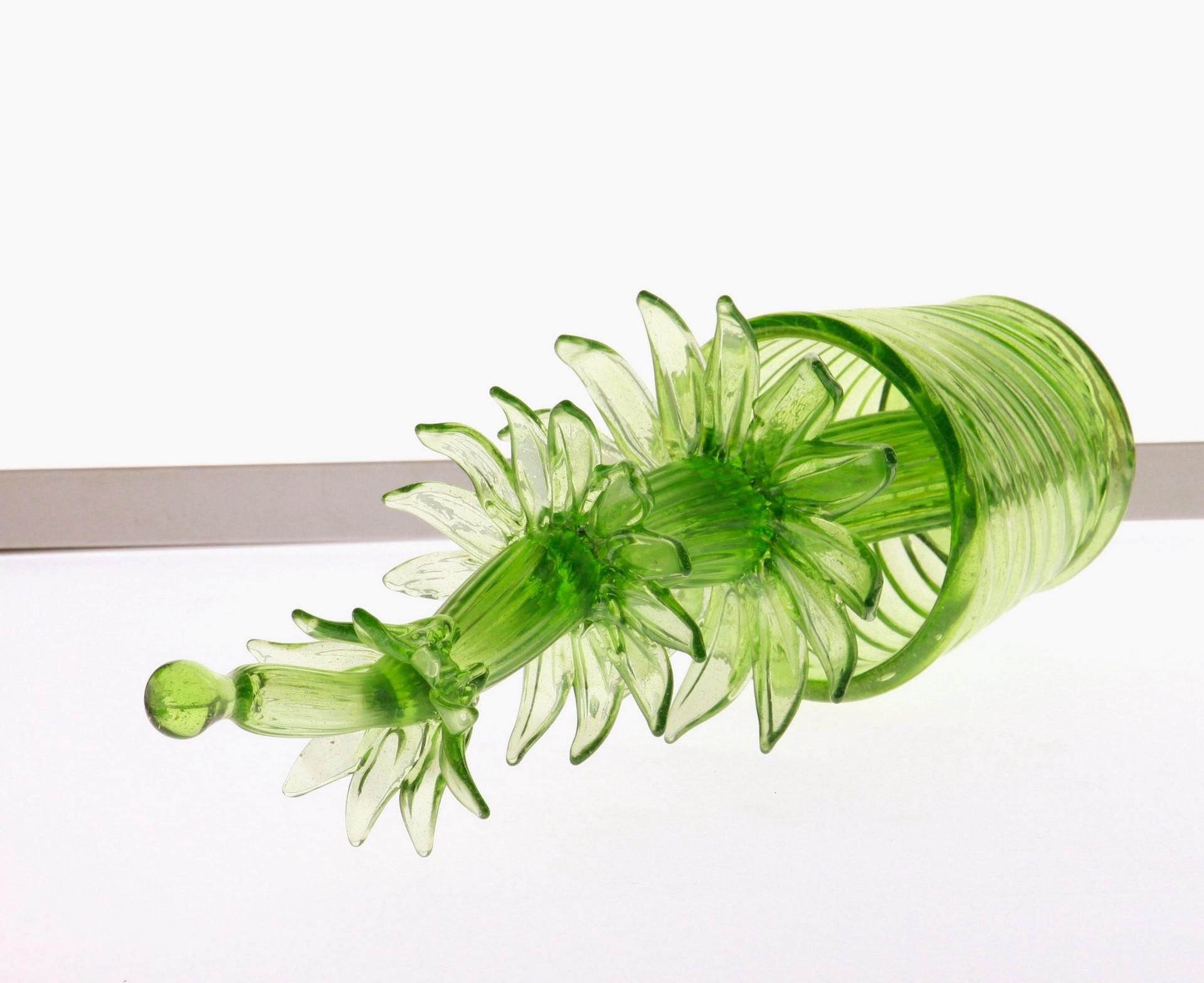 Succulent Cactus, Green Murano Puligoso Glass in the Style of Martinuzzi Zecchin 1