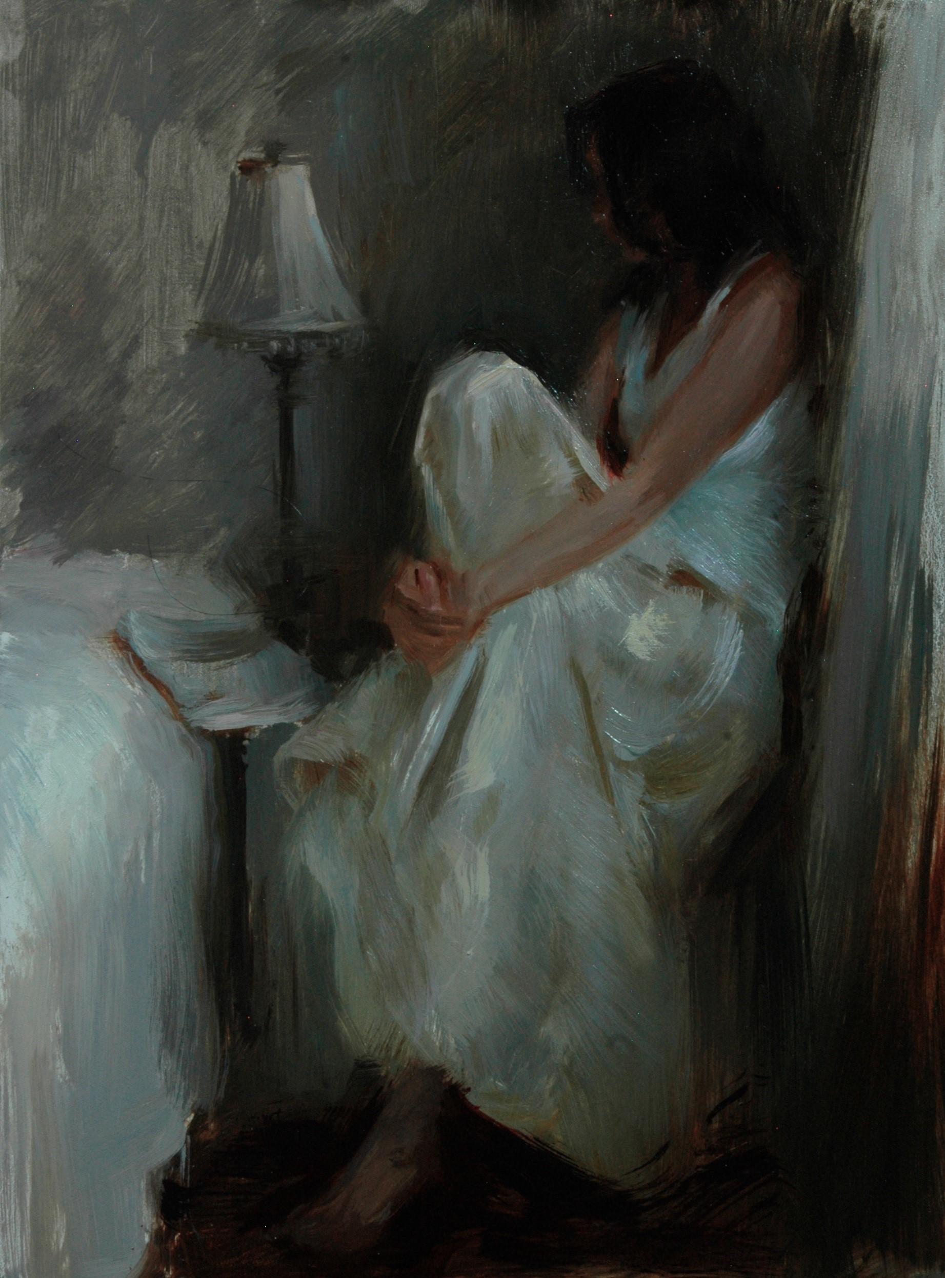 Suchitra Bhosle Figurative Painting - "A Moment in Time, " Oil Painting