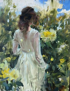 "Amidst Spring" di Suchitra Bhosle, pittura ad olio impressionista in stile Still-Life