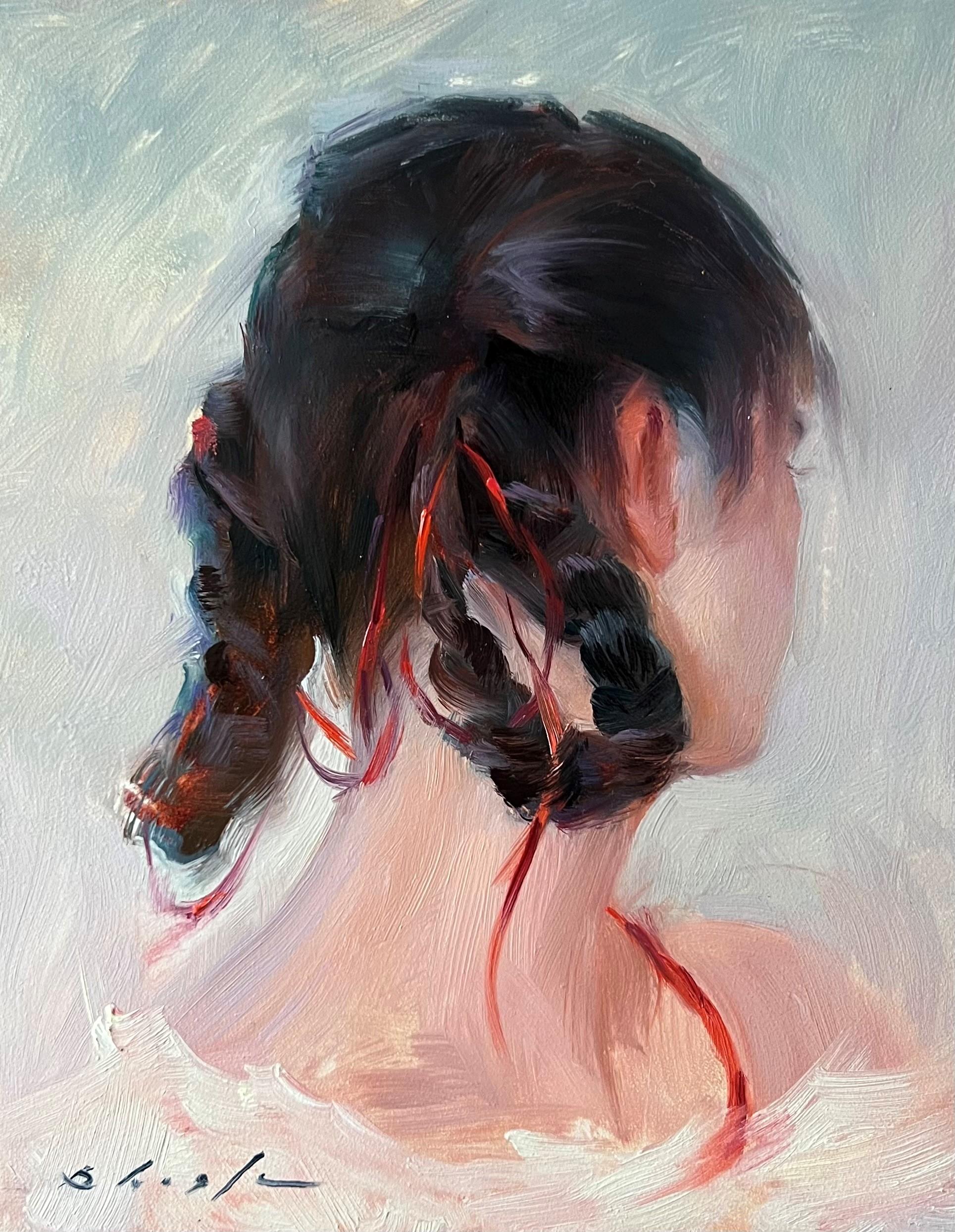 Portrait Painting Suchitra Bhosle - Peinture à l'huile « Dancing Ribbons »