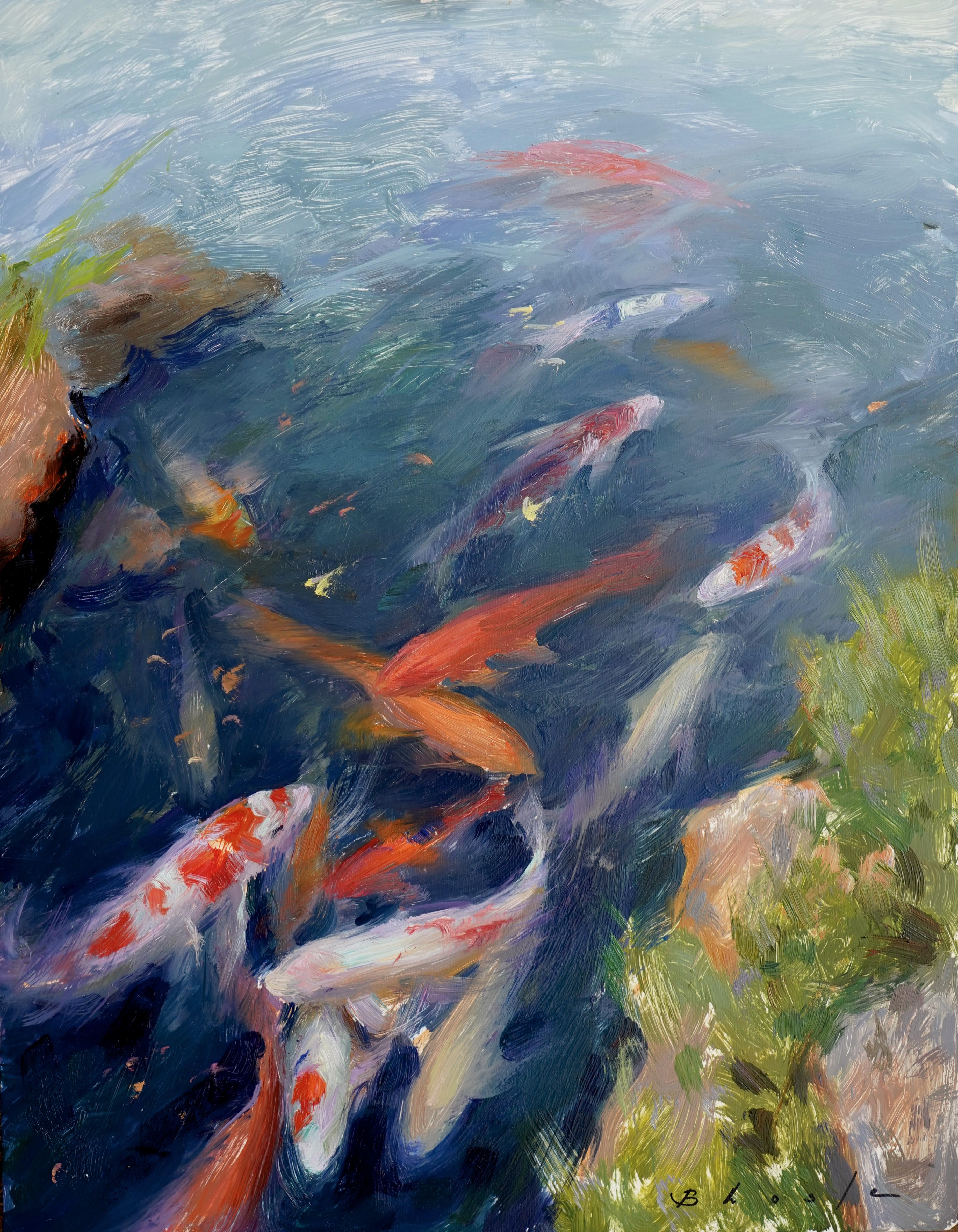 Animal Painting de Suchitra Bhosle - "Motín río abajo", Pintura al óleo
