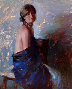 "Figure in Blue," Oil Painting