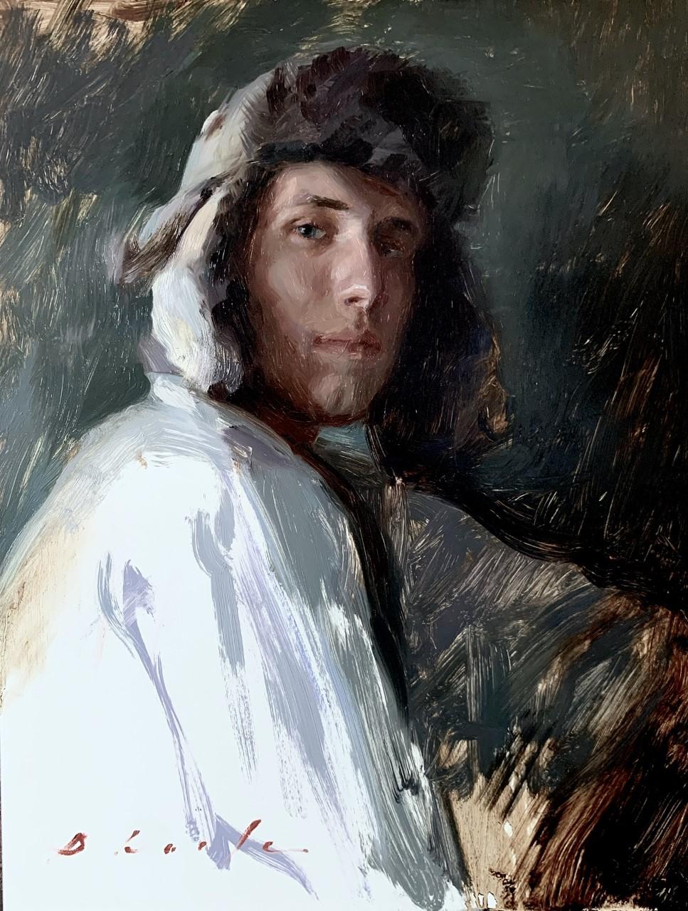 Figurative Painting de Suchitra Bhosle - "Sombrero Kozak", Pintura al óleo