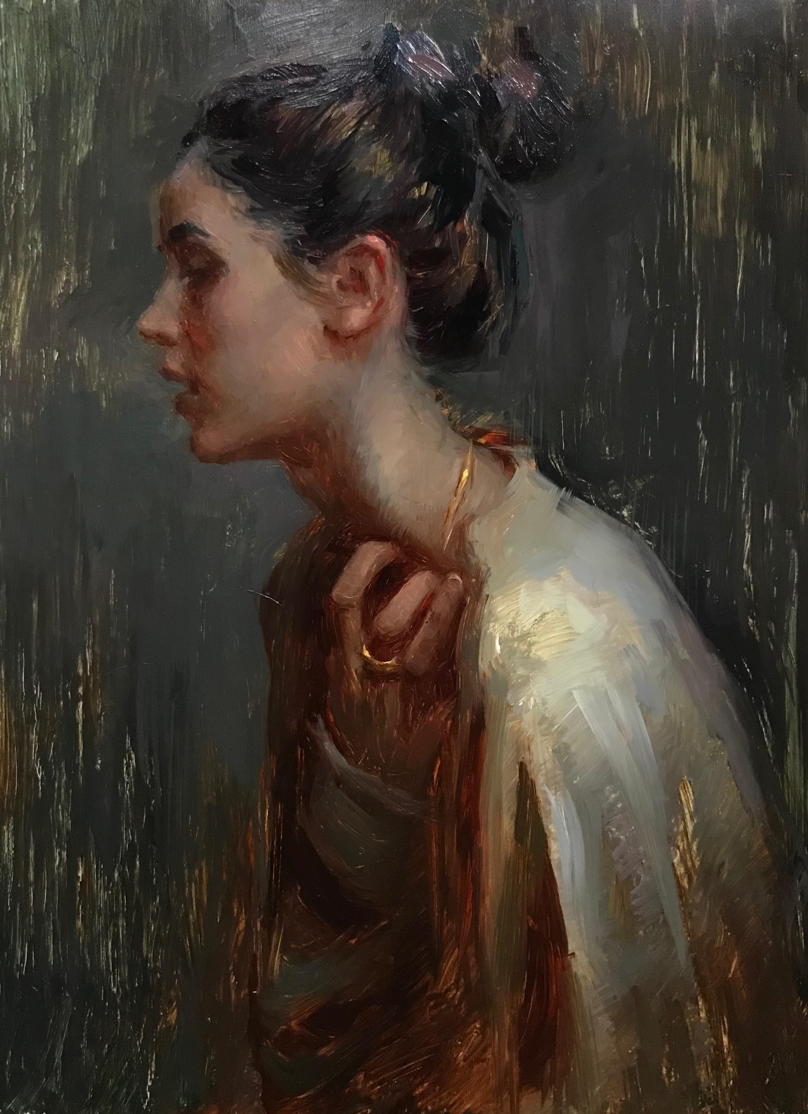 Suchitra Bhosle Portrait Painting - "Longing, " Oil Painting