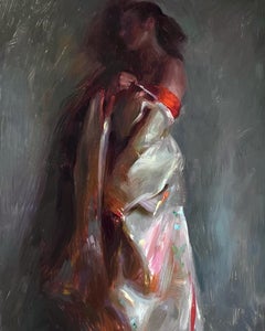 "Recuerdos de Kioto" (2024) de Suchitra Bhosle, Pintura al óleo original con retrato