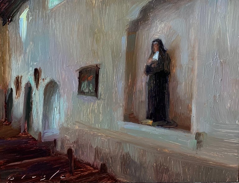Suchitra Bhosle Still-Life Painting - "Mother Mary at San Luis Obispo," Oil Painting