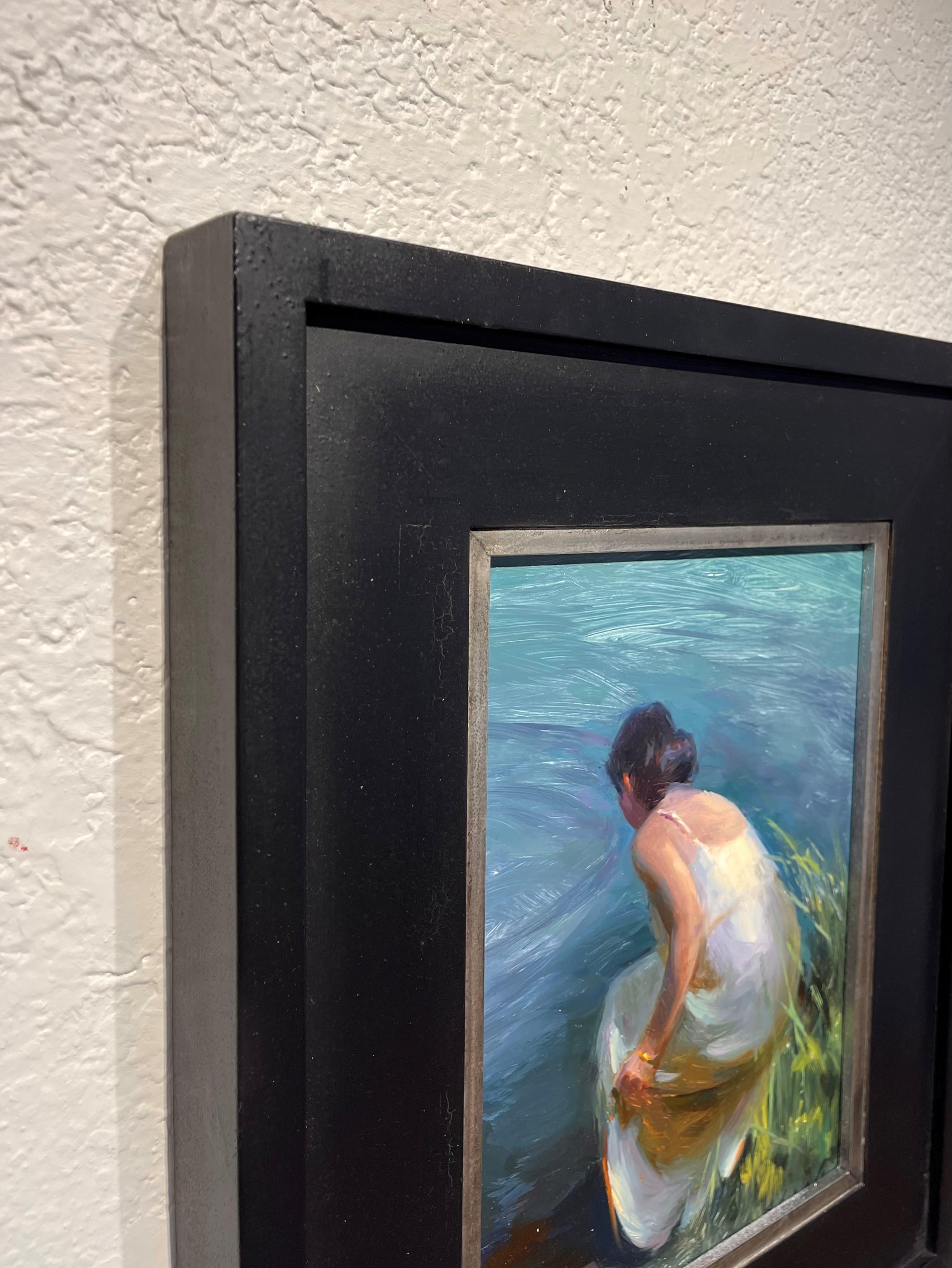 „Wading Aquamarin“, Ölgemälde (Post-Impressionismus), Painting, von Suchitra Bhosle