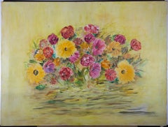 Suchy - Mid 20th Century Oil, Yellow And Pink Flowers